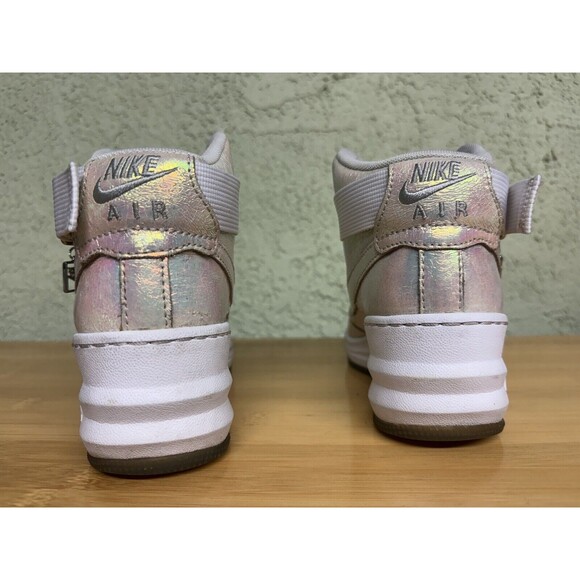NIKE LUNAR FORCE 1 SKY‎ HIGH PREMIUM QS WHITE-MET SILVER SZ 7.5 704518-100 Woman - Picture 9 of 11